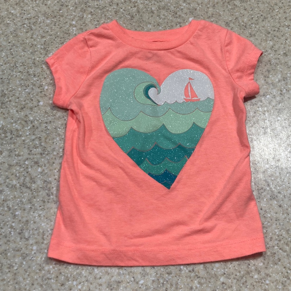 🌖 Carter’s size 18 neon orange ocean short sleeve shirt